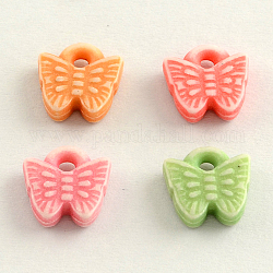 Craft Style Colorful Acrylic Charms, Butterfly, Mixed Color, 10.5x10x3mm, Hole: 2mm, about 2000pcs/500g