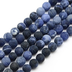 Chapelets de perles rondes en sodalite mate naturelle, 4mm, Trou: 1mm, Environ 93~96 pcs/chapelet, 14.9~15.6 pouce