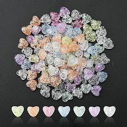 Perline di acrilico trasparente crackle, cuore, colore misto, 9.5x10.5x6.5mm, Foro: 1.8 mm