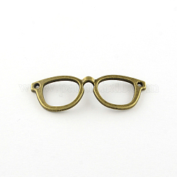 Brille / Brille Anhänger aus tibetischem Legierungsstil, cadmiumfrei und bleifrei, Antik Bronze, 19.5x55x3 mm, Bohrung: 2 mm, ca. 230 Stk. / 1000 g