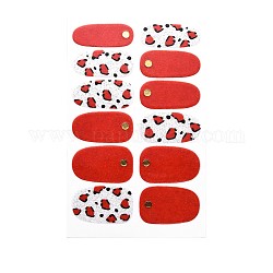 Avocados & Erdbeeren & Blumen Full Cover Nail Art Sticker, Glitzerpulver Aufkleber, selbstklebend, für Nagelspitzen Dekorationen, Purpur, 25.5x10~16.5 mm, 12pcs / Blatt