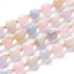 Natural Morganite Beads Strands, Faceted, Round, 7x7x8mm, Hole: 0.8mm, about 38pcs/Strand, 15.35 inch(39cm)