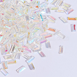 Pointed Back Resin Rhinestone Cabochons, Nail Art Decoration Accessories, Trapezoid, Clear AB, 7x3x2mm