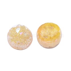 Гальванизирует естественно druzy кристально кабошоны, плоско-круглые, окрашенные, желтые, 10x3~6 мм