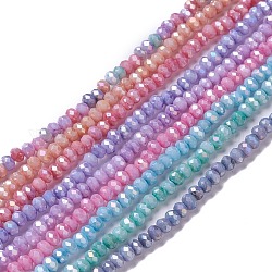 Opache perle di vetro fili, sfaccettato, rondelle, colore misto, 4x3mm, Foro: 0.9 mm, circa 135pcs/filo, 17.72~17.91'' (45~45.5 cm)