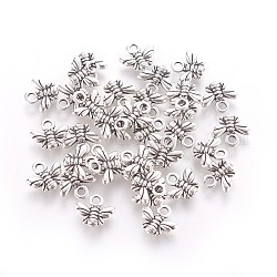 Tibetan Style Alloy Charms, Cadmium Free & Lead Free, Bee, Antique Silver, 10x11x2mm, Hole: 2mm