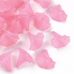 Perline acrilico trasparente, calla lily, smerigliato, perla rosa, 40.5x33x35mm, Foro: 1.8 mm
