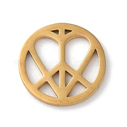 Encantos de 304 acero inoxidable, signo de la paz con el corazón, dorado, 12.5x1mm, agujero: 0.6 mm