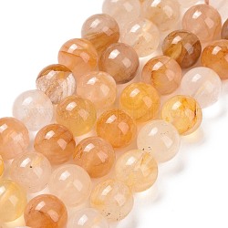 Quartz hématoïde jaune naturel/fils de perles de quartz guérisseur doré, ronde, 10.5mm, Trou: 1.2mm, Environ 38 pcs/chapelet, 15.16'' (38.5 cm)