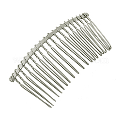 Platinum Tone Iron Hair Comb Findings, for Wedding Hair Accessories, about 37mm wide, 110mm long