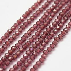 Natural Garnet Bead Strands, Faceted, Round, 2mm, Hole: 0.5mm, about 180pcs/strand, 15.2 inch