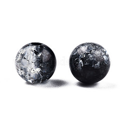 Perles en acrylique transparentes craquelées, ronde, noir, 8x7.5mm, Trou: 1.8mm, environ 1700pc / 500g