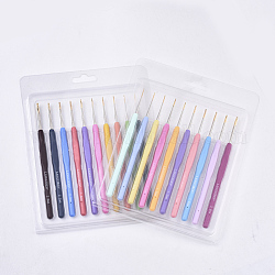 Iron Diverse Size Crochet Hooks Set, with Rubber Handle, for Braiding Crochet Sewing Tools, Mixed Color, 135x7x6mm