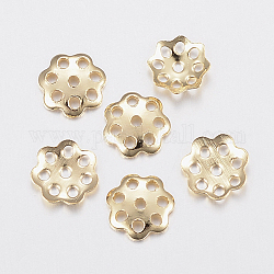 304 Edelstahl Perlenkappen, Blume, golden, 6x1 mm, Bohrung: 1 mm