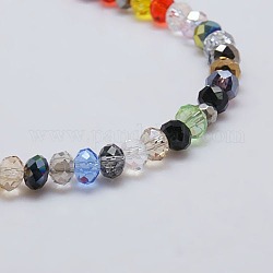 Mixed Faceted Rondelle Electroplate Glass Bead Strands, 8x6mm, Hole: 1mm, about 65~68pcs/strand, 15.75~16.14 inch