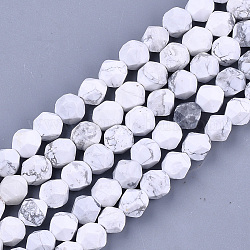 Natürliche Howlith Perlen Stränge, facettiert, sternförmige runde Perlen, 9~10x9~10x9~10 mm, Bohrung: 1 mm, ca. 37 Stk. / Strang, 14.5 Zoll