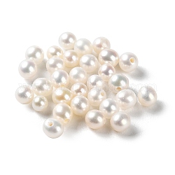 Culture des perles perles d'eau douce naturelles, la moitié foré, niveau 3a+, ronde, fumée blanche, 3~3.5mm, Trou: 0.7mm