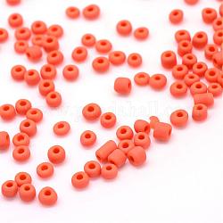 Frosted Opaque Glass Seed Beads, Round, Coral, 2x1~2mm, Hole: 0.5mm, about 30000pcs/bag, 440~450g/bag