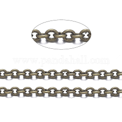 Brass Cable Chains, with Spool, Oval, Cadmium Free & Nickel Free & Lead Free, Soldered, Long-Lasting Plated, Antique Bronze, 2x1.5x0.35mm, about 32.8 Feet(10m)/roll