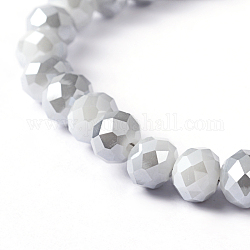 Faceted Rondelle Electroplate Glass Bead Strands, Imitation Jade, WhiteSmoke, 8x5mm, Hole: 1mm, about 72pcs/strand, 16.5inch