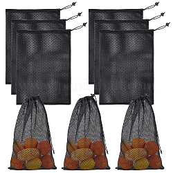 Borse portaoggetti con cordoncino in rete di poliestere nbeads, rettangolo, nero, 440~445x295~305x1~2mm, 10pcs/scatola
