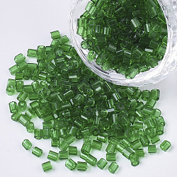 6/0 zwei geschnittenen Glasperlen, Hexagon, transparenten Farben, grün, 3.5~5x3.5~4 mm, Bohrung: 1 mm, ca. 4500 Stk. / Beutel