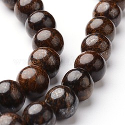 Runde natürliche bronzite Perlenstränge, 8 mm, Bohrung: 1 mm, ca. 47~48 Stk. / Strang, 15 Zoll