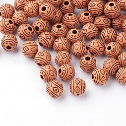 Perline di acrilico finto legno, tondo, Perù, 7.5mm, Foro: 2 mm, circa 2200pcs/500g