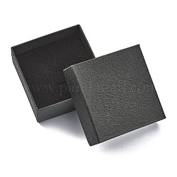 Boîtes à cadeaux en carton, avec une éponge noire à l'intérieur, carrée, noir, 7.5x7.5x3.5 cm