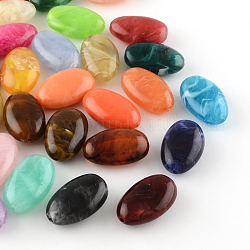 Perles acryliques ovales d'imitation pierre précieuse, couleur mixte, 41x26x15mm, Trou: 3mm, environ 46 pcs/500 g