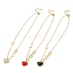 Collana con pendente a cuore di strass, oro 304 gioielli in acciaio inossidabile per le donne, colore misto, 17.40 pollice (44.2 cm)