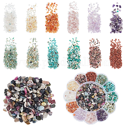 PandaHall Elite 3330Pcs 13 Style Natural & Synthetic Gemstones Chip Beads, No Hole/Undrilled, 2~10.5x2~7x2~4mm