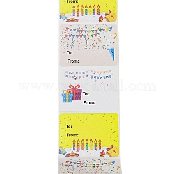 Etiquetas de regalo de feliz cumpleaños, regalo de cumpleaños pegatinas, etiquetas de regalo con nombre para fiesta infantil, sello de sobre, color mezclado, 38x50x0.2mm, 200pcs / rollo
