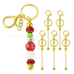 Spritewelry 5Pcs Alloy and Brass Bar Beadable Keychain for Jewelry Making DIY Crafts, with Lobster Clasps, Yellow, 15.8x2.4cm