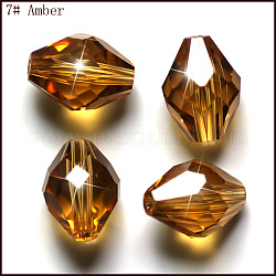 Imitazione branelli di cristallo austriaco, grado aaa, sfaccettato, bicono, goldenrod, 6x9.5mm, Foro: 0.7~0.9 mm
