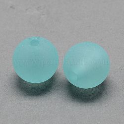 Transparent Acrylic Ball Beads, Frosted Style, Round, Pale Turquoise, 14mm, Hole: 2mm, about 335pcs/500g