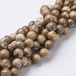 Naturstein Perlen Stränge, Bildjaspisses, Runde, 12 mm, Bohrung: 1 mm, ca. 28 Stk. / Strang, 15.5 Zoll
