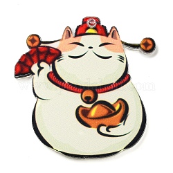 Акриловые подвески в японском стиле, кошка, форма кошки, 39.8x38.5x2.5 мм, отверстие : 2 мм