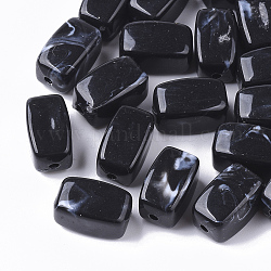 Perline acrilico, stile gemstone imitato, cuboide, nero, 13x7.5x7.5mm, Foro: 1.6 mm, su 700 pc / 500 g.