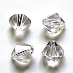 Imitation österreichischen Kristallperlen, Klasse aaa, facettiert, Doppelkegel, Transparent, 10x9~10 mm, Bohrung: 0.9~1.6 mm