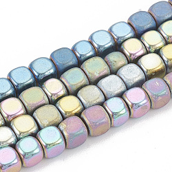 Chapelets de perles en hématite synthétique sans magnétiques, style mi-mat, cube, couleur mixte, 3x3x3mm, Trou: 0.8mm, Environ 140 pcs/chapelet, 15.7 pouce
