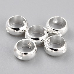 Латунные бусины в оправе, долговечный, круглые кольца, 925 серебро покрытием, 6x2.5 мм, отверстие : 1 мм