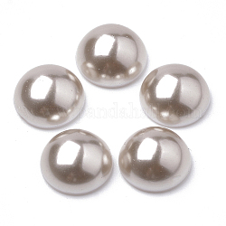 Cabochon di perle finte in plastica ecologica, grande lucentezza, grado a, mezzo tondo, caffè, 16x8mm