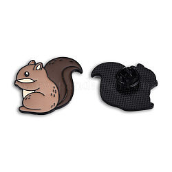 Squirrel Shape Enamel Pin, Electrophoresis Black Plated Alloy Animal Badge for Backpack Clothes, Nickel Free & Lead Free, Camel, 27x31mm
