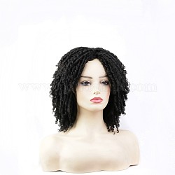 Parrucche ricci crespi corti, parrucche afro sintetiche, fibra resistente al calore ad alta temperatura, per donne, nero, 12.99 pollice (33 cm)