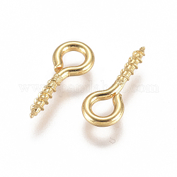 Bélières à vis d'oeil en 304 acier inoxydable, pour la moitié de perles percées, or, 10x4x1mm, Trou: 2mm, pin: 1.4 mm