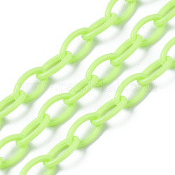 Chaînes de câble acryliques opaques faites à la main, ovale, jaune vert, 13x8x2mm