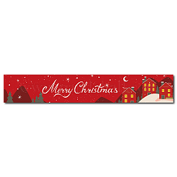 Tischläufer aus Baumwolle und Leinen für Esstisch, Rechteck, rot, Weihnachtsbaum-Muster, 300x1800 mm
