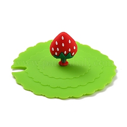 Erdbeer Lebensmittelqualität Silikonbecherdeckel Deckel, mit einer Kerbe, staubdichter Deckel für Tasse, Kalk, 105x36 mm