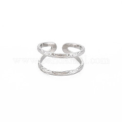 304 двойное кольцо из нержавеющей стали с открытой манжетой для женщин, цвет нержавеющей стали, размер США 8 (18.1 мм)